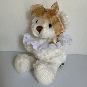 First & Main Mini Chantilly ’n Chiffon White Plush Bear Stuffed Animal Toy 8”